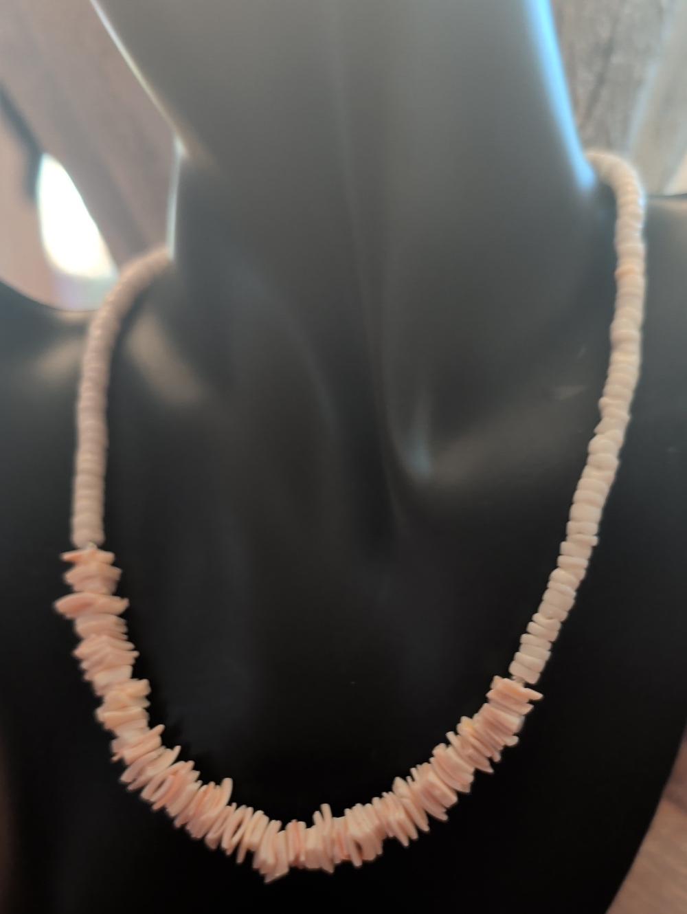 Shell Necklace Pink Tan Cream Squares Beachy Summer Ocean Resort Vacation Surf